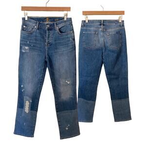 NWOT 7 For all Mankind Two toned light wash jeans Womens size 26 Edie Patchwork